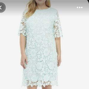 SANDAL DARREN ROUND NECK FLORAL LACE SHIFT KNEE LENGTH REAR ZIP FASTENING DRESS